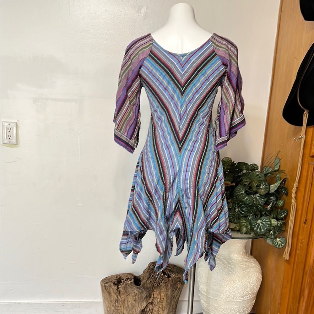 Rising International Striped Asymmetrical Dress in Purple and Blue - Picture 8 of 14